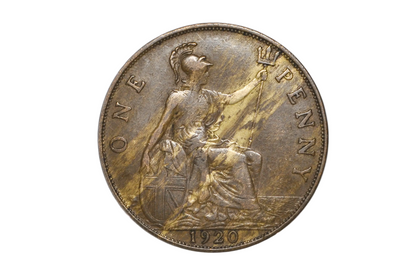 1946 Great Britain One Penny Attractive Wood Grain Alloy Mix Toning - Error Penny Stunning Great Britain Penny "Woody" (Copy)