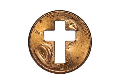 1997 UNC Cutout Cross Lincoln Penny Token - Uncirculated Stamped Cross Cutout 1997 Lincoln Memorial Penny