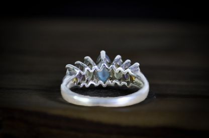 Vintage Sterling Silver 925 Multi-Gemstone Ring Blue Topaz, Peridot, Amethyst, Citrine - Vintage 925 Silver Multi-Gemstone Statement Ring Size 6