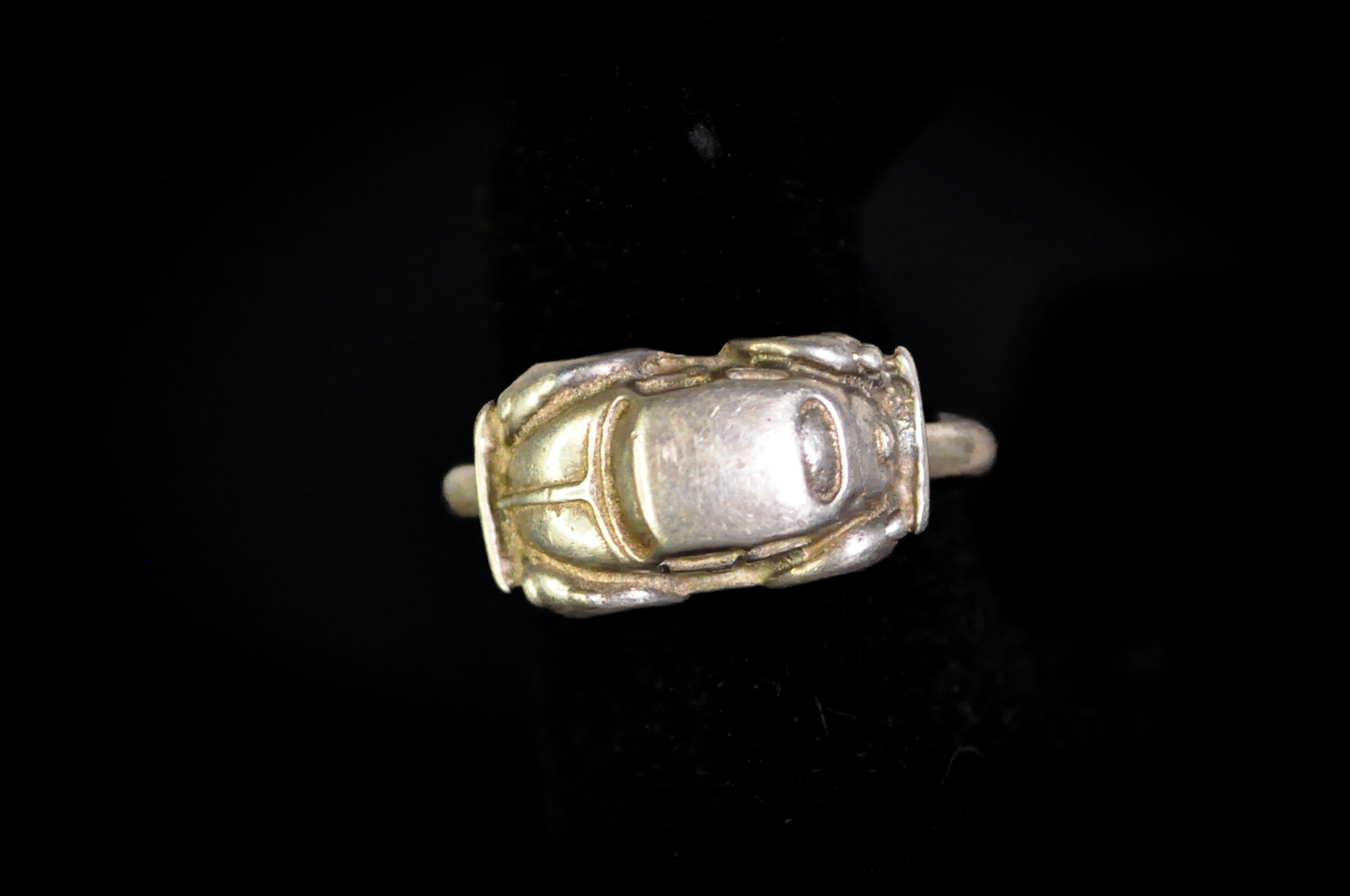 Handcrafted Sterling Silver Classic VW Beetle Ring Size 5.5 - Unique 3D Miniature Volkswagen Bug Silver Ring Size 5.5