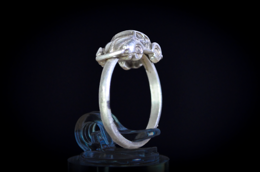 Handcrafted Sterling Silver Classic VW Beetle Ring Size 5.5 - Unique 3D Miniature Volkswagen Bug Silver Ring Size 5.5