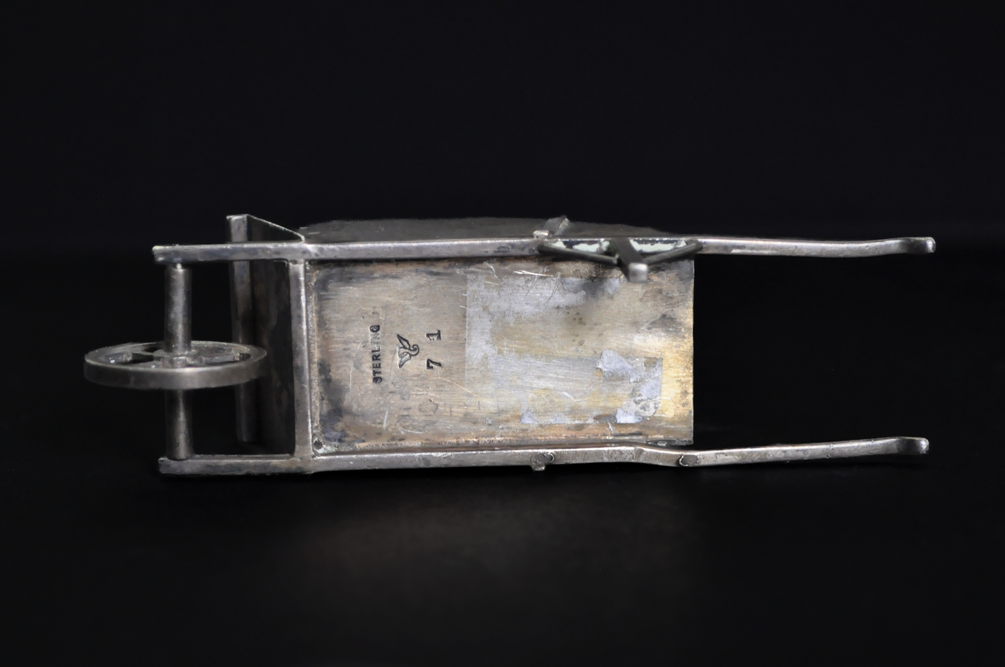 Antique Sterling Silver Wheelbarrow Salt Cellar Damage Missing Wheel Vintage Sterling Silver Miniature Wheelbarrow Damaged Missing One Wheel