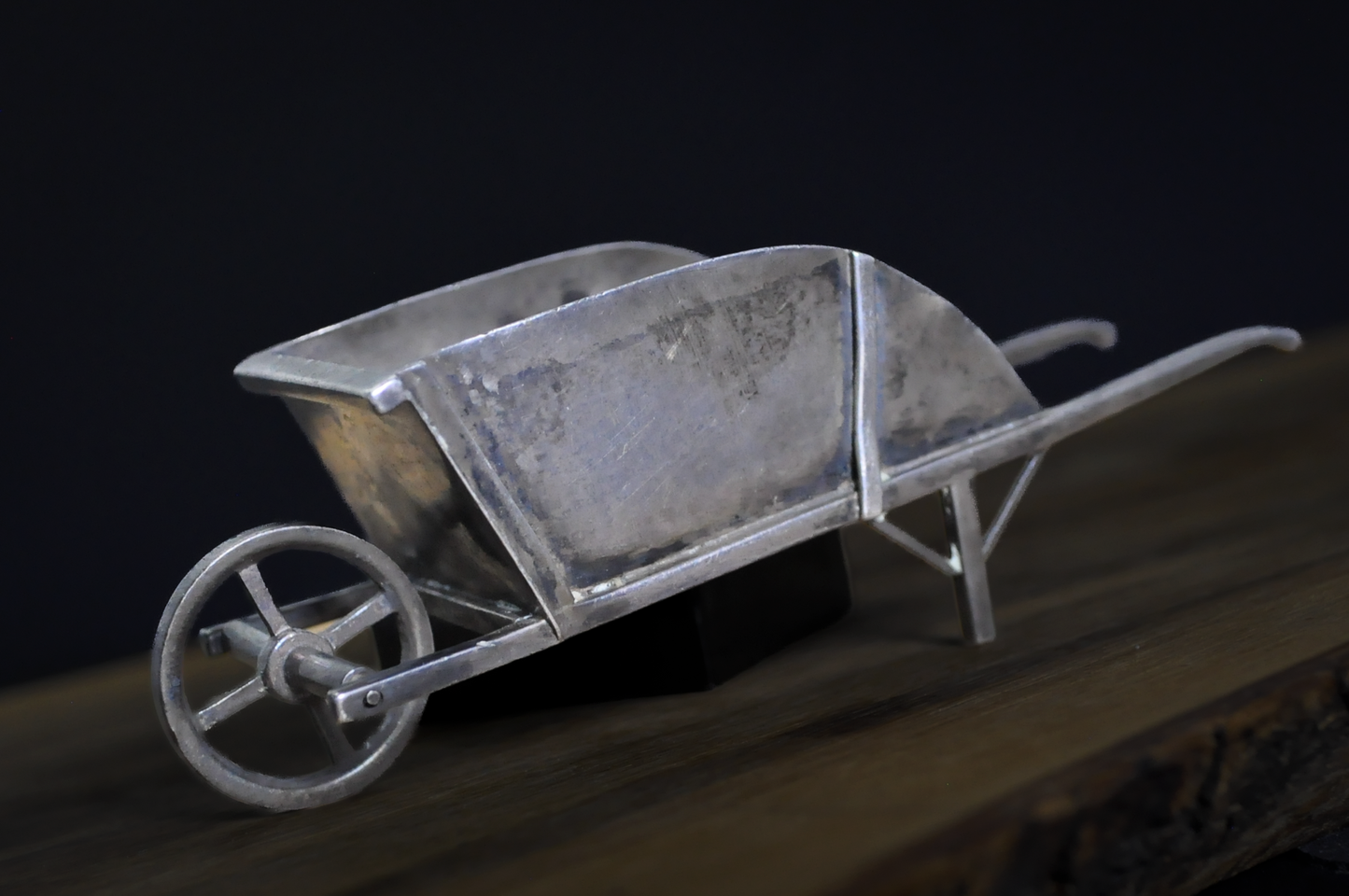 Antique Sterling Silver Wheelbarrow Salt Cellar Damage Missing Wheel Vintage Sterling Silver Miniature Wheelbarrow Damaged Missing One Wheel