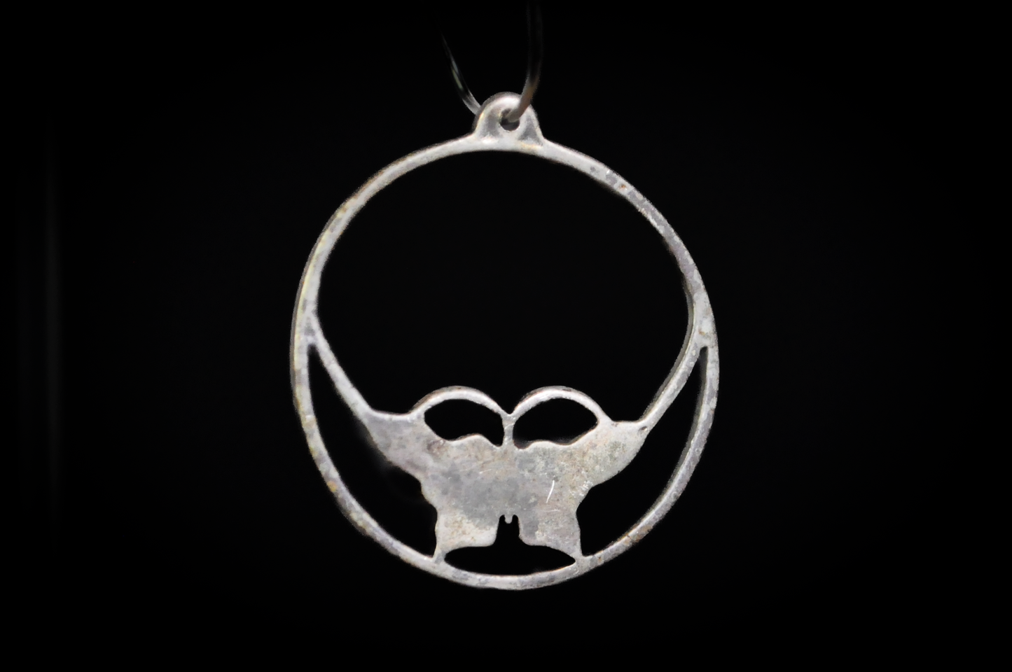 Silver Butterfly Pendant with Turquoise and Coral Chip Inlay - Vintage Native American Style Sterling Silver Butterfly Hoop Charm