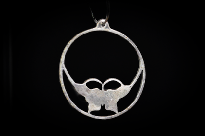 Silver Butterfly Pendant with Turquoise and Coral Chip Inlay - Vintage Native American Style Sterling Silver Butterfly Hoop Charm