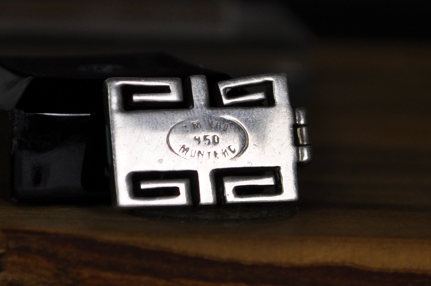 Vintage Sterling Silver Turquoise Inlay Geometric Pendant - Handcrafted Southwestern Style Sterling Silver and Turquoise Rectangular Pendant