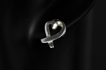 ATI Stamped Sterling Silver 925 Heart Necklace and Earring Set - Sterling Silver Loving Heart Style Necklace and Stud Earrings