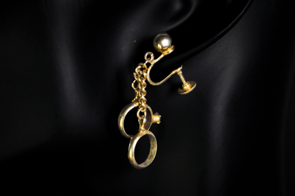 Vintage Alice Brand Wedding Rings Dangle Earrings Clip On - Antique Wedding Ring Earrings Clip On