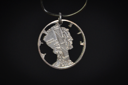 Hand-Cut 1943 Mercury Dime Pendant - 1943 Mercury Dime Cut-Out Charm Vintage Silver Coin Art Pendant
