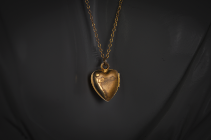 Religious Mother of Pearl Heart Locket with Gold Cross 12k GF Pendant and Original Matching Chain - Vintage 1/20 12k Gold Filled Heart Cross Locket with Original Chain