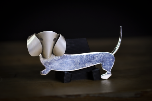 Vintage Beau Sterling Silver Modernist Dachshund Brooch - Mid-Century Modern Sterling Silver Weiner Dog Pin
