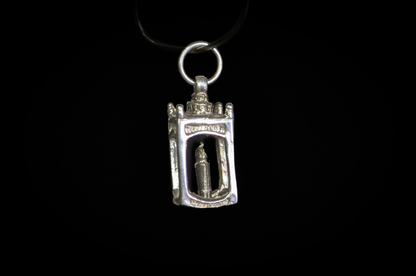 Vintage .925 Sterling Silver Lantern Niche Charm - Antique Style Sterling Silver Architectural Lantern Pendant