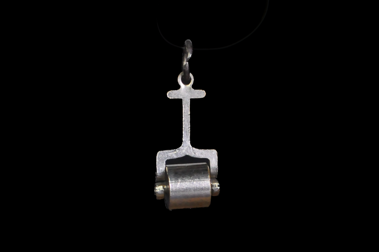 Vintage Articulated Lawn Roller Charm in Sterling Silver - Moveable Miniature Garden Roller Pendant