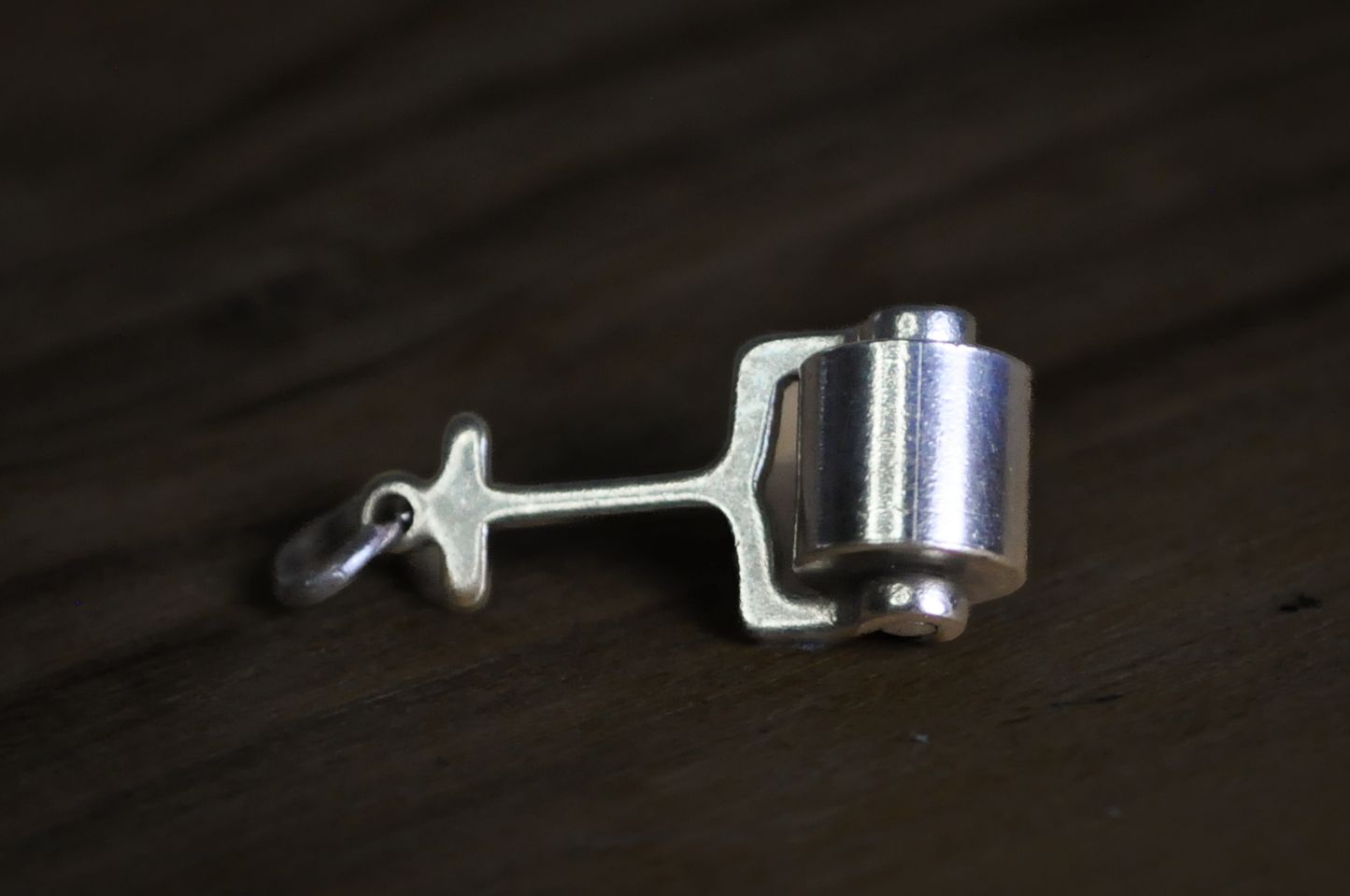 Vintage Articulated Lawn Roller Charm in Sterling Silver - Moveable Miniature Garden Roller Pendant
