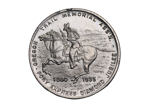 1935 Pony Express Oregon Trail Memorial So-Called Dollar - Pony Express Diamond Jubilee Trail Memorial Ass'n Commemorative Token