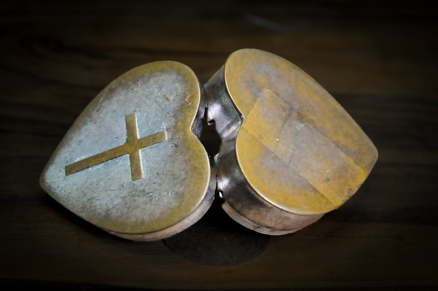 Vintage Heart-Shaped Silver-Tone Trinket Box with Raised Latin Cross - Religious Keepsake Box Heart Shaped with Purple Velvet Lining