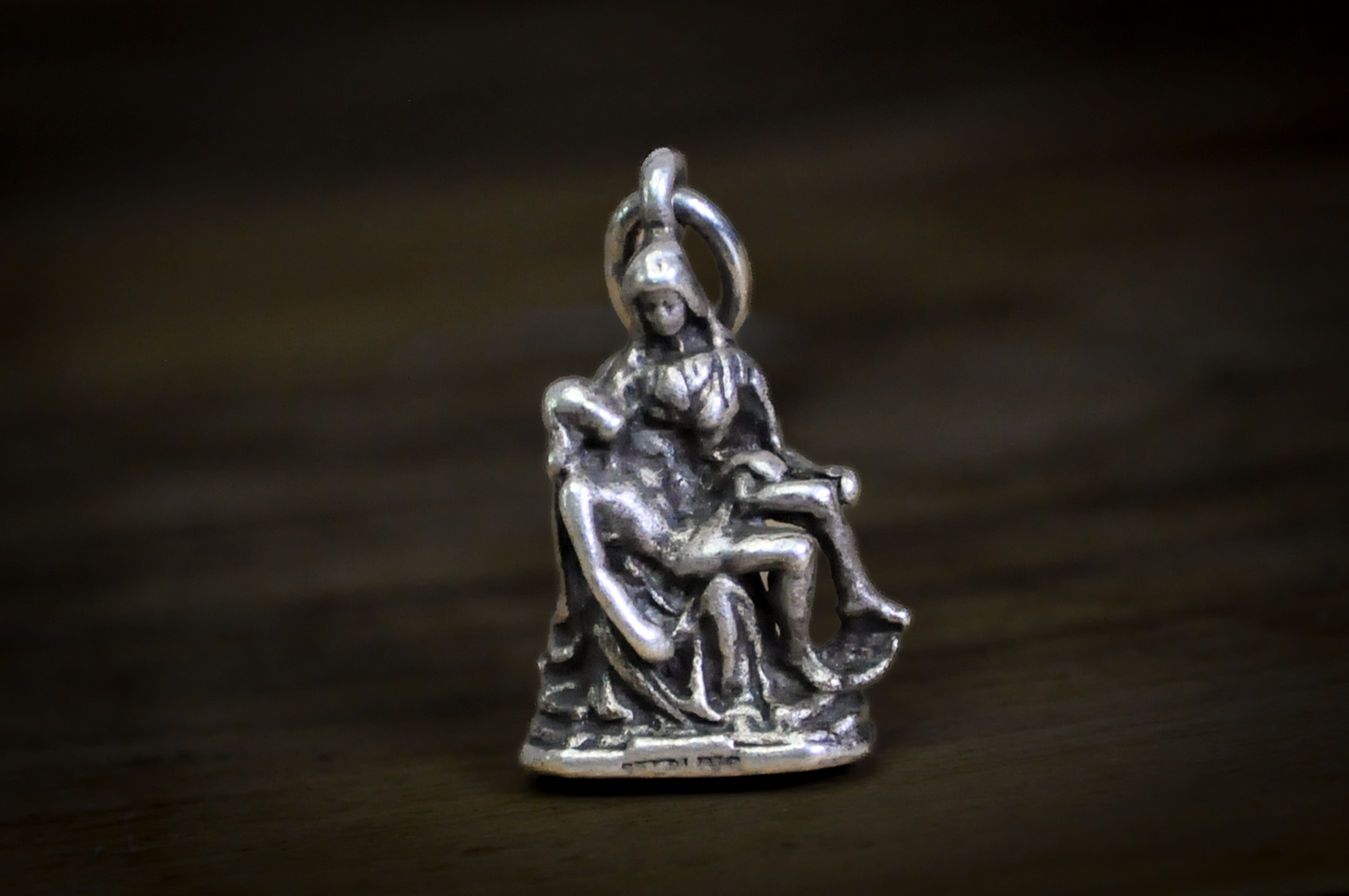 La Pieta Michelangelo Sterling Silver Bracelet Charm - Vintage Sterling Silver Pieta Religious Pendant