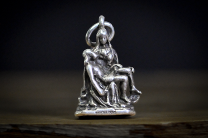 La Pieta Michelangelo Sterling Silver Bracelet Charm - Vintage Sterling Silver Pieta Religious Pendant