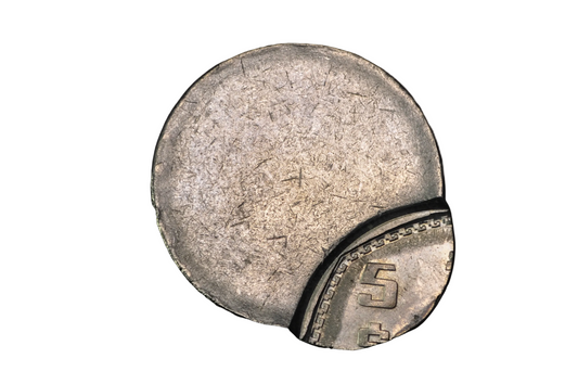 5 Pesos Dramatic 75% Off Center Strike Mint Error - 75% Off Center Strike No Date 5 Pesos Error Coin
