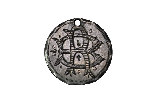 Antique 1883 Seated Liberty Dime Love Token Hand-Engraved Monogram - Antique 1883 Seated Liberty Dime Love Token Interlocking "BR" Monogram