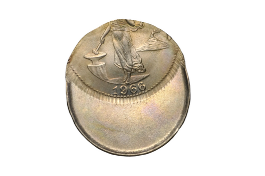 1966 Philippines 10 Centavos Rare Mint Error 45% Off-Center Strike - Philippines 10 Centavos 1966 Major Mint Error: 45% Off-Center Broadstrike