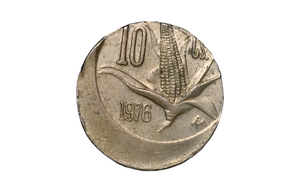 1976 Mexican 10 Centavos Coin Mint Error 15% Off Center Strike - Mexico 1976 10 Centavos Corn Ear Coin Error 15% Off-Center Strike
