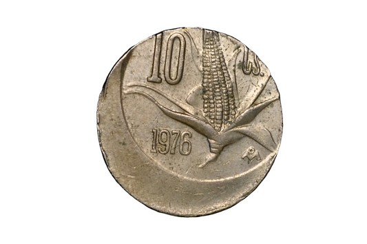1976 Mexican 10 Centavos Coin Mint Error 15% Off Center Strike - Mexico 1976 10 Centavos Corn Ear Coin Error 15% Off-Center Strike