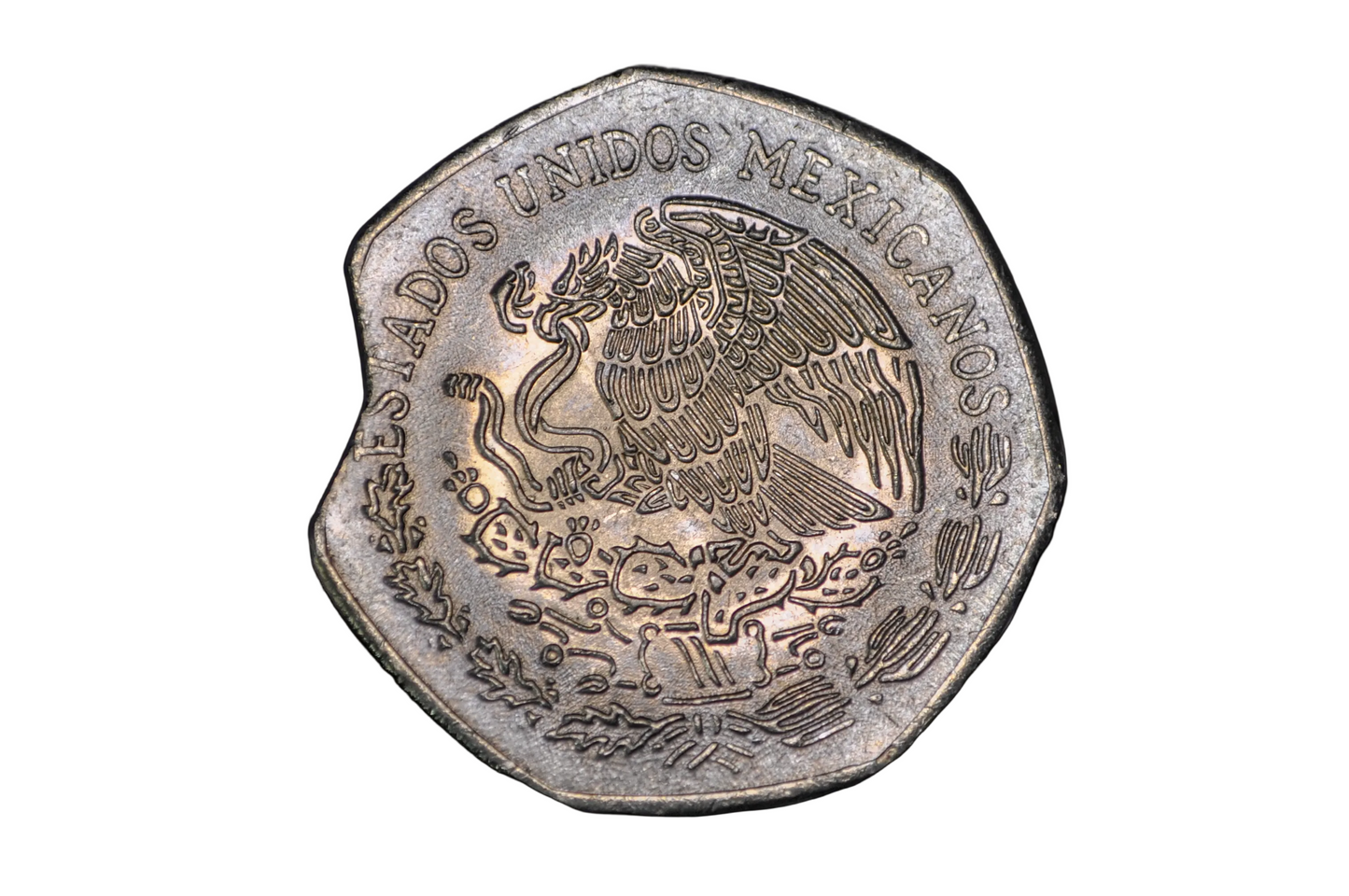 1979 Mexico 10 Pesos Minor Curved Clipped Planchet Mint Error - Clipped Planchet Error 1979 Mexico 10 Pesos Coin