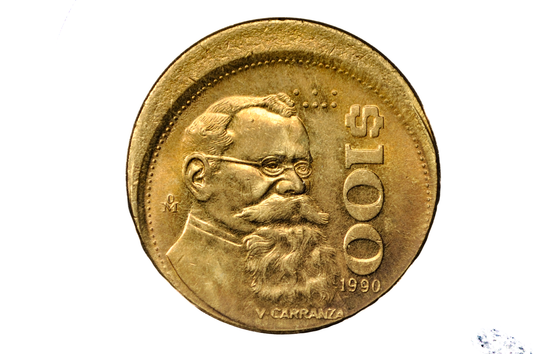 1990 100 Pesos Mexican Error 10% Off Center Strike Coin - 10% Off Center Strike Mexican 100 Pesos Error