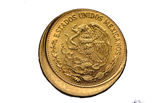 1990 100 Pesos Mexican Error 10% Off Center Strike Coin - 10% Off Center Strike Mexican 100 Pesos Error