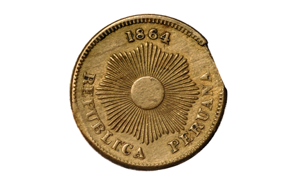 1864 Un Centavos Mexican Minor Clipped Planchet Error Coin - Mexico Error Clipped Planchet 1864 Une Centavos