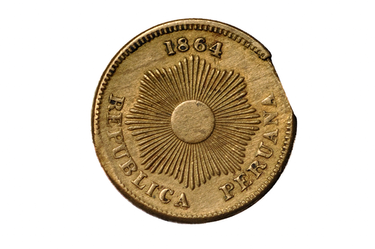 1864 Un Centavos Mexican Minor Clipped Planchet Error Coin - Mexico Error Clipped Planchet 1864 Une Centavos