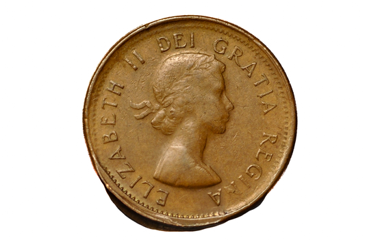 1962 Canadian One Cent Misaligned Die Error Obverse - Canadian Error Coinage 1962 One Cent Misaligned Die (MAD) Error Obverse