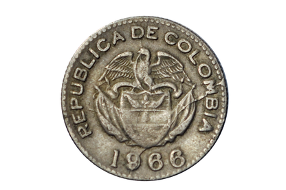 1966 10 Centavos Colombia Error Coin 2 Minor Die Cracks - 10 Centavos 1966 Colombia 2 Die Crack Error Coin