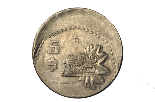 25% Off Center Strike Mexico 5 Pesos No Date Error Coin - Mexico 5 Pesos Off Center Strike 25% Error