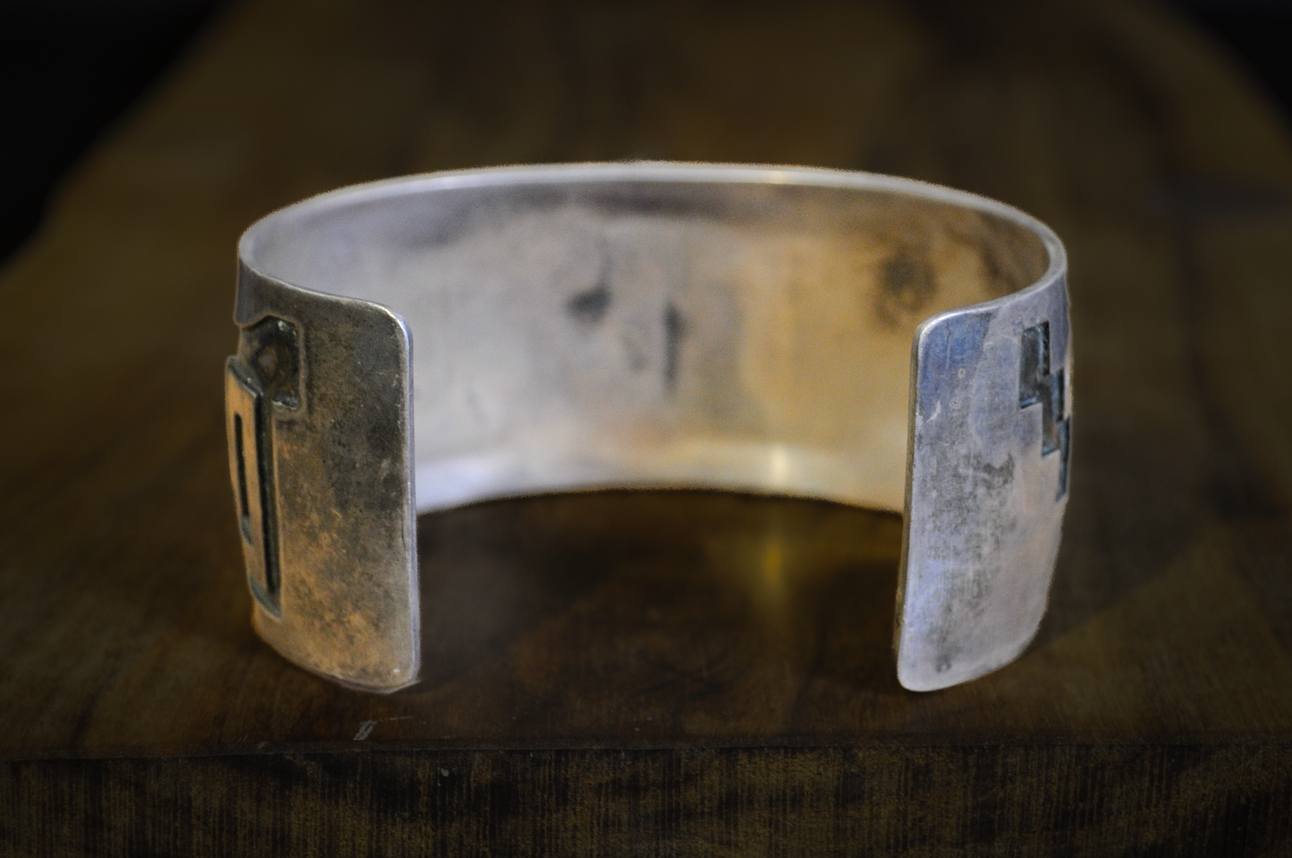 Geometric Navajo Cuff Sterling Silver "Micheal Tahe" Stamped - Stamped Geometric Antique Navajo Cuff Bracelet Sterling Silver