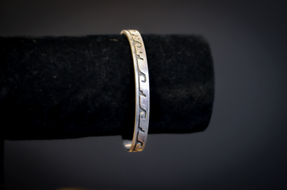 Vintage Hopi Casey Cuch Sterling Silver Cuff Bracelet - Hopi Silver Overlay Wave Pattern Cuff Bracelet by Casey Cuch
