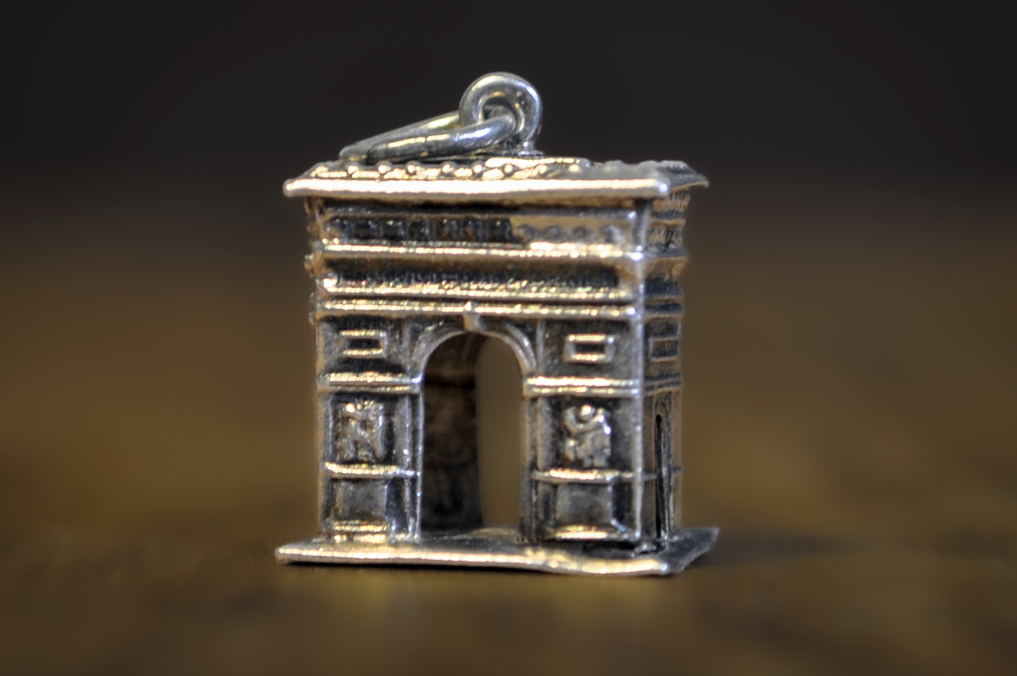 Vintage Sterling Silver Arc de Triomphe Charm Three-Dimensional Paris Landmark Souvenir - 925 Sterling Silver Arc de Triomphe Pendant