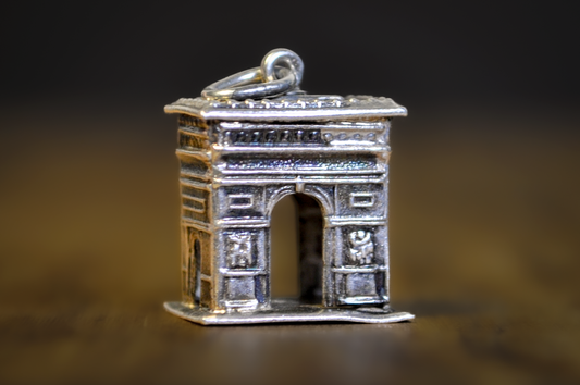 Vintage Sterling Silver Arc de Triomphe Charm Three-Dimensional Paris Landmark Souvenir - 925 Sterling Silver Arc de Triomphe Pendant