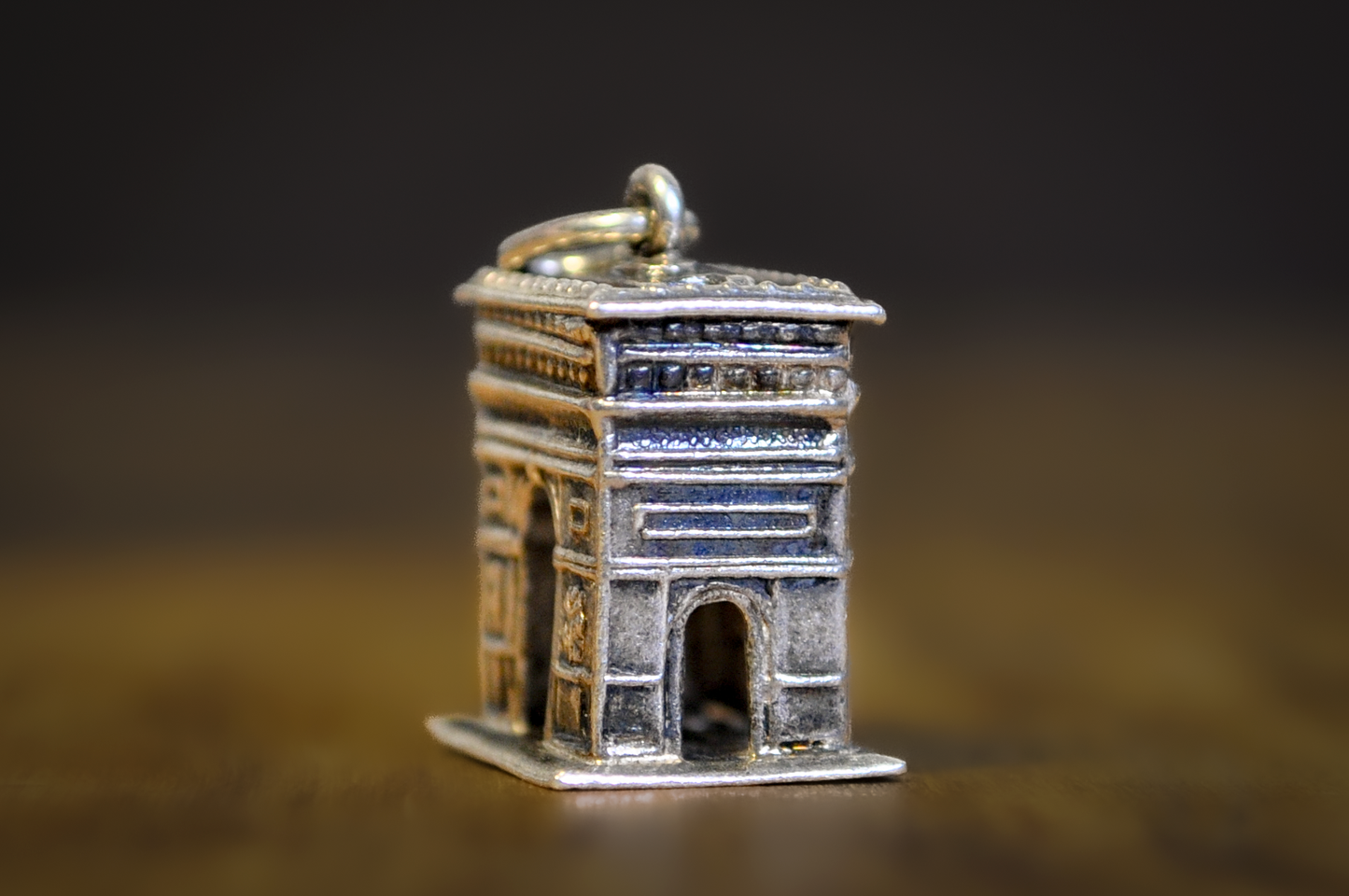 Vintage Sterling Silver Arc de Triomphe Charm Three-Dimensional Paris Landmark Souvenir - 925 Sterling Silver Arc de Triomphe Pendant