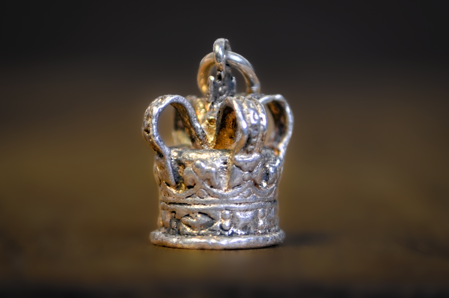 Antique 3-Dimensional Sterling Silver Crown Charm - Vintage Sterling Silver Royalty Crown King or Queen Charm