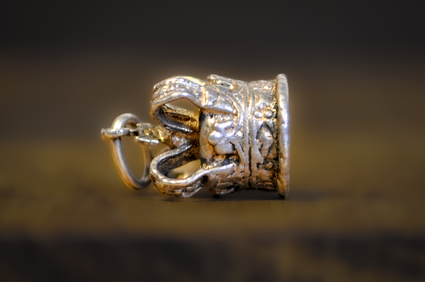 Antique 3-Dimensional Sterling Silver Crown Charm - Vintage Sterling Silver Royalty Crown King or Queen Charm