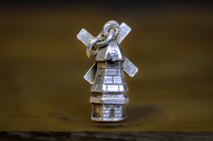 Vintage Sterling Silver Windmill Movable Charm - Sterling Silver Dutch Windmill Pendant Jewelry