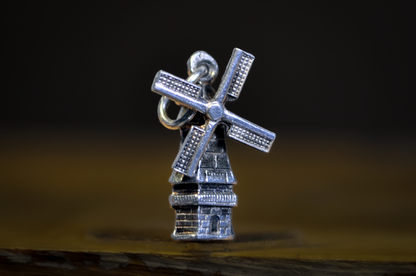 Vintage Sterling Silver Windmill Movable Charm - Sterling Silver Dutch Windmill Pendant Jewelry