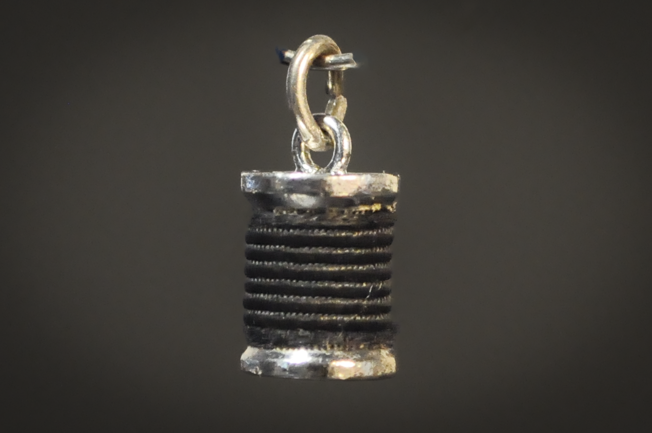 Vintage 925 Sterling Silver Spool of Thread Sewing Charm Pendant - Silver Spool of Thread Charm for Bracelet, Sewing Jewelry Gift