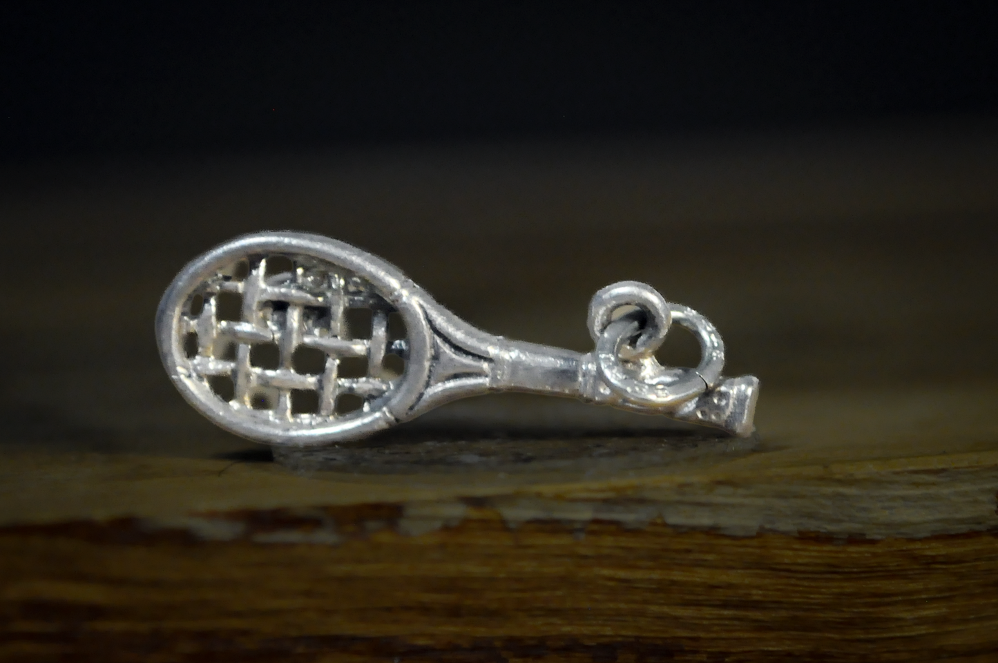 Sterling Silver Tennis Racket Charm Pendant with Pearl Tennis Ball - 925 Silver Tennis Racket Sports Charm with Cultured Pearl Accent