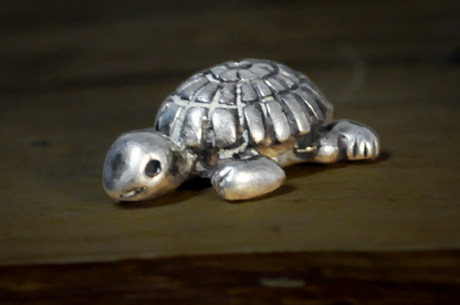 Vintage Native American Sterling Silver Bead Charm Turtle - Adorable Turtle Native American Sterling Bead Charm