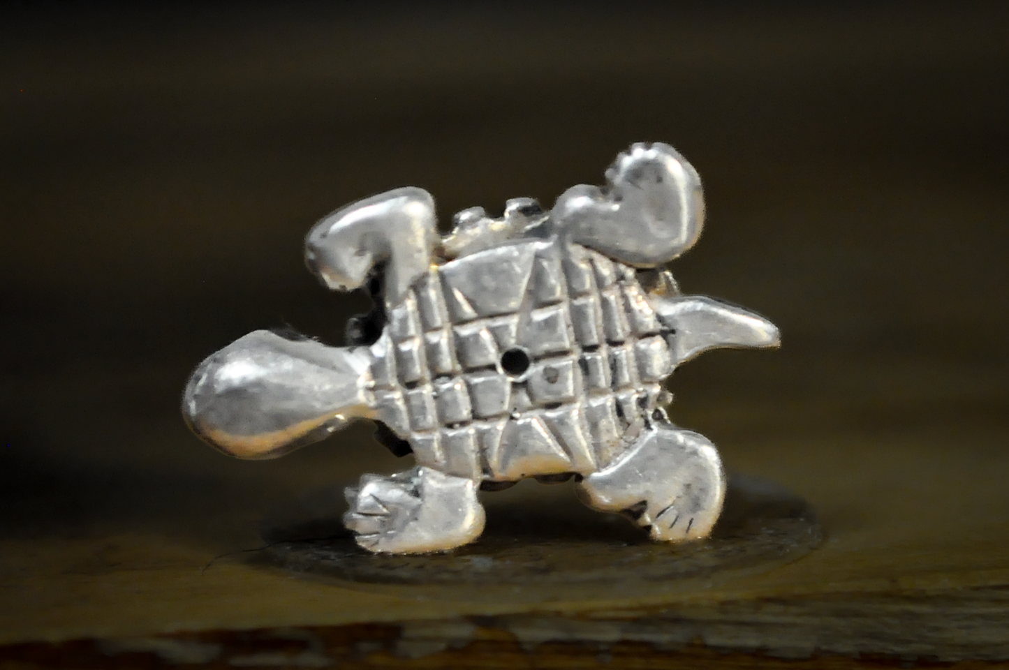 Vintage Native American Sterling Silver Bead Charm Turtle - Adorable Turtle Native American Sterling Bead Charm