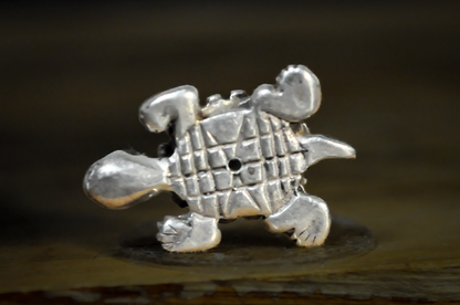 Vintage Native American Sterling Silver Bead Charm Turtle - Adorable Turtle Native American Sterling Bead Charm