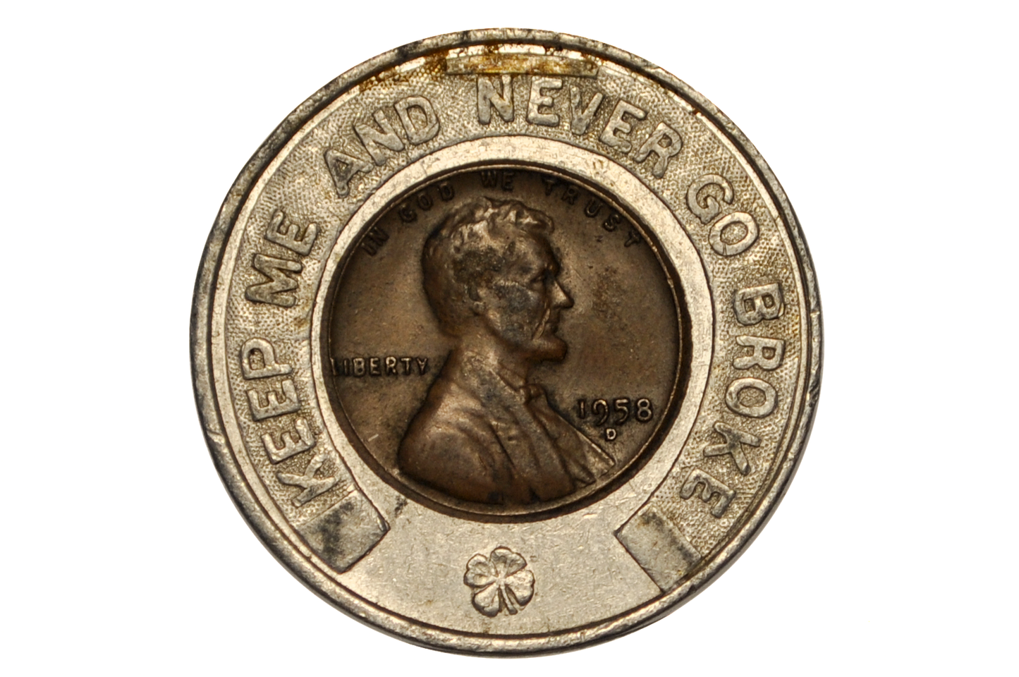 Safran Chemical & Supply Company Encased Penny Promotional Token - Good Luck Encased Penny 1958-D 25th Anniversary Chemical & Supply Co.